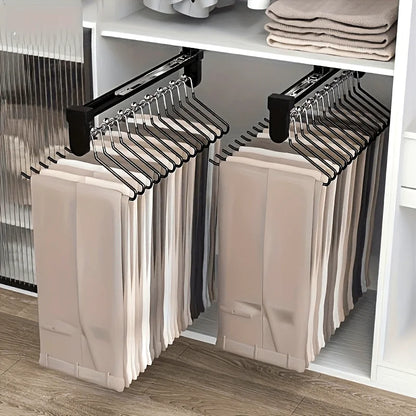 Telescopic Pants Hanger - Space Saving Metal Closet Organizer for Suits, Jackets & Wardrobe Storage