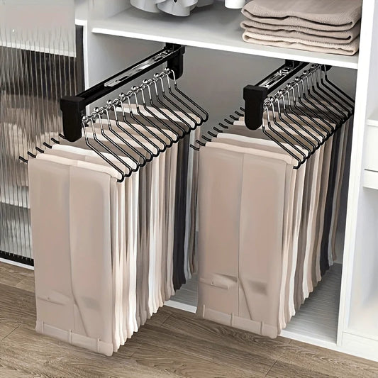 Telescopic Pants Hanger - Space Saving Metal Closet Organizer for Suits, Jackets & Wardrobe Storage