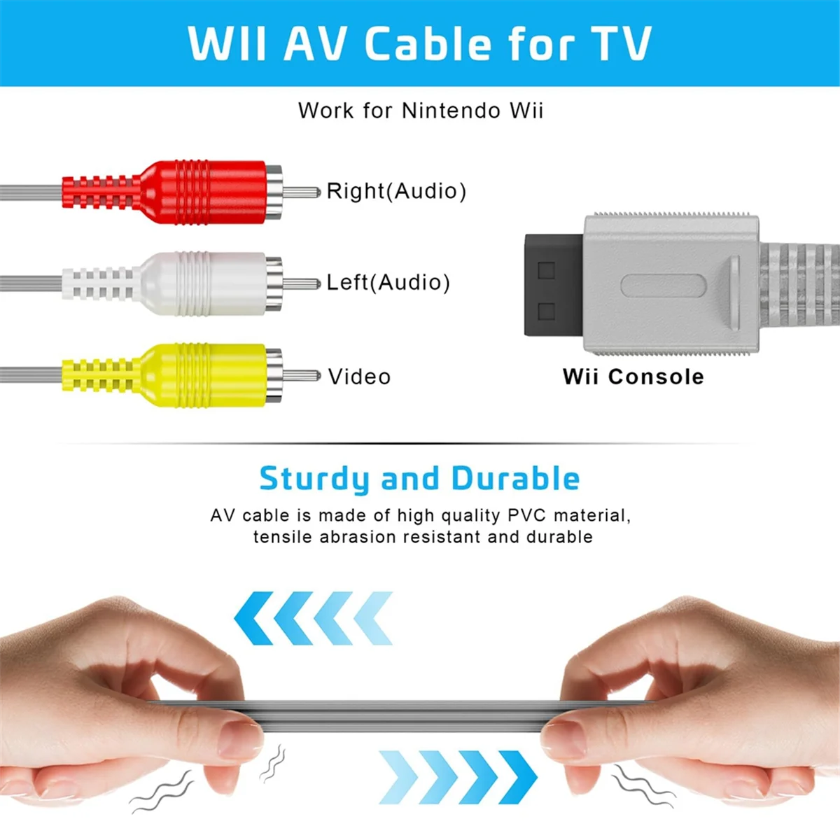 3-in-1 Wired Motion Sensor Bar Kit – AC Power Adapter & Composite AV Cable for Nintendo Wii (EU Plug)