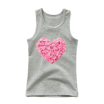 Girls Owl Print Tank Top - Sleeveless Cotton Sports Vest Shirt for Kids 3-14 Years