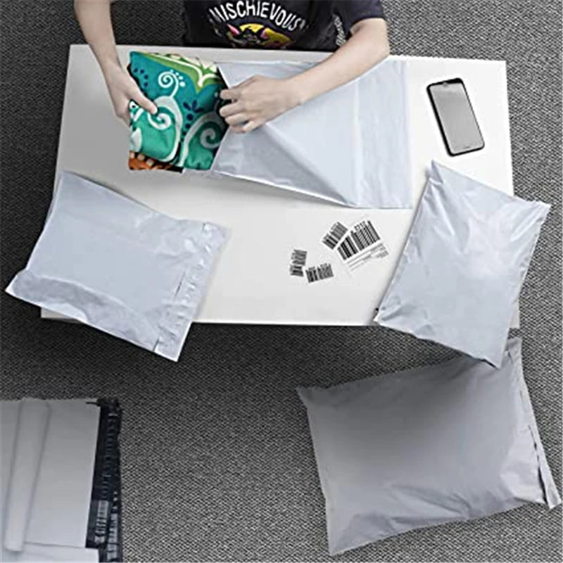 50PCS White Courier Bags – Self-Adhesive Plastic Mailing & Shipping Envelopes