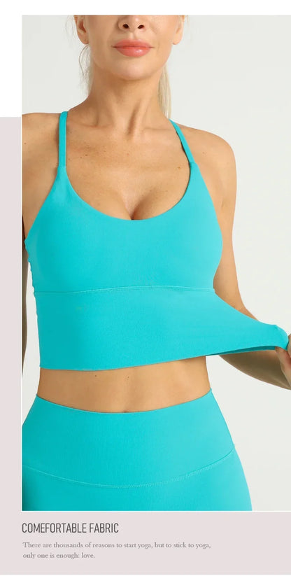 Solid Color Women’s Gym Yoga Sports Bra – Naked Feel, Sexy Cross Back Y-Shape Sling for Fitness, Jogging & Workout