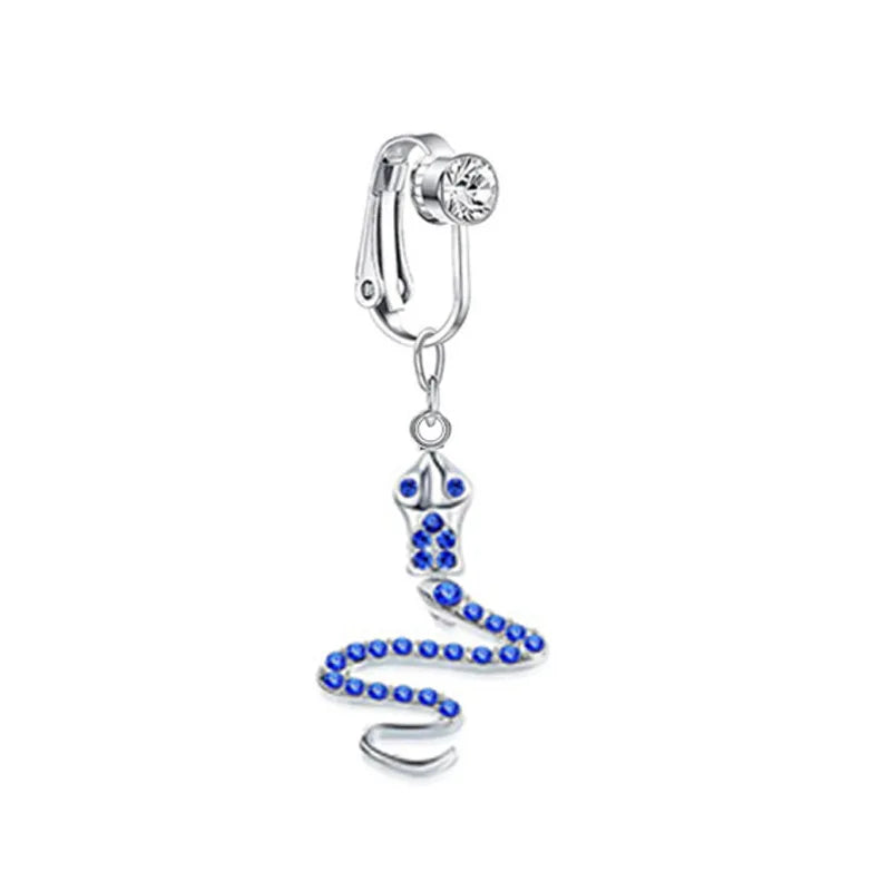Faux Butterfly Leaves Belly Piercing – Dangling Clip-On Fake Navel & Cartilage Earring for Umbilical Piercing