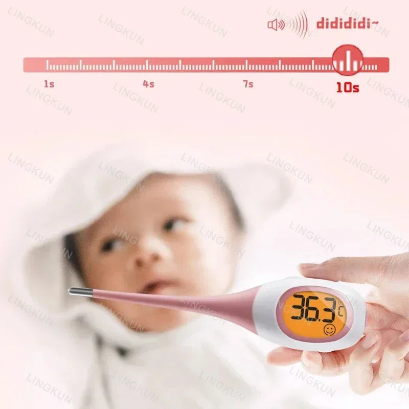 Digital Silicone Body Thermometer – 8-Second Fever Temperature Reader with LED Display for Oral, Underarm, and Rectal Use