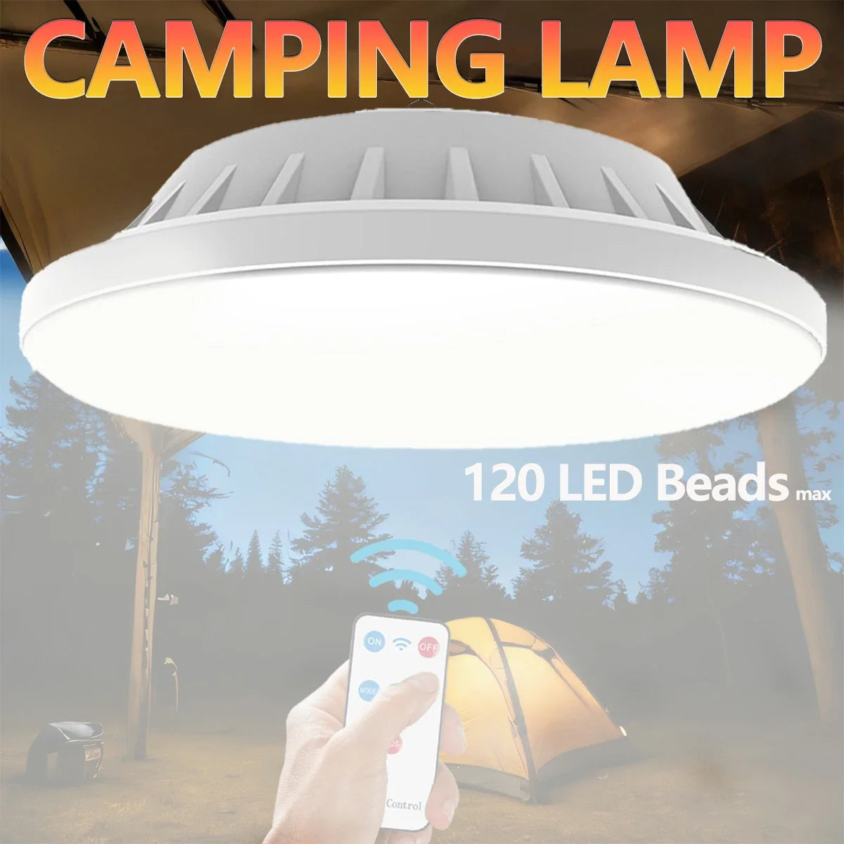 Solar Camping Lantern - 60/120 LED Rechargeable Portable Light with Remote and Power Bank