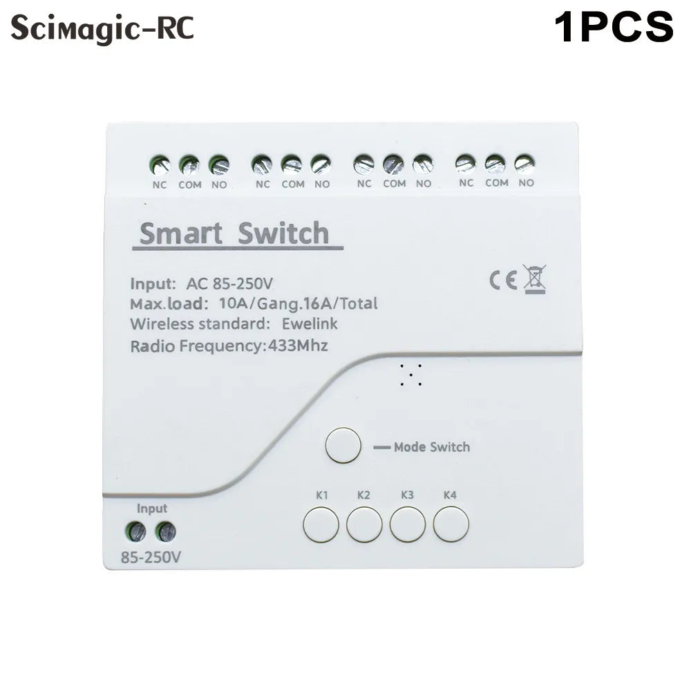 Tuya Zigbee & eWeLink Smart WiFi Module Switch, 4CH Relay 12V/24V/110V/220V RF 433 Remote Control, Works with Alexa & Google Home