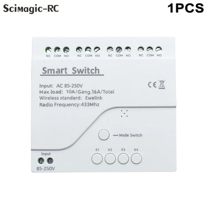 Tuya Zigbee & eWeLink Smart WiFi Module Switch, 4CH Relay 12V/24V/110V/220V RF 433 Remote Control, Works with Alexa & Google Home