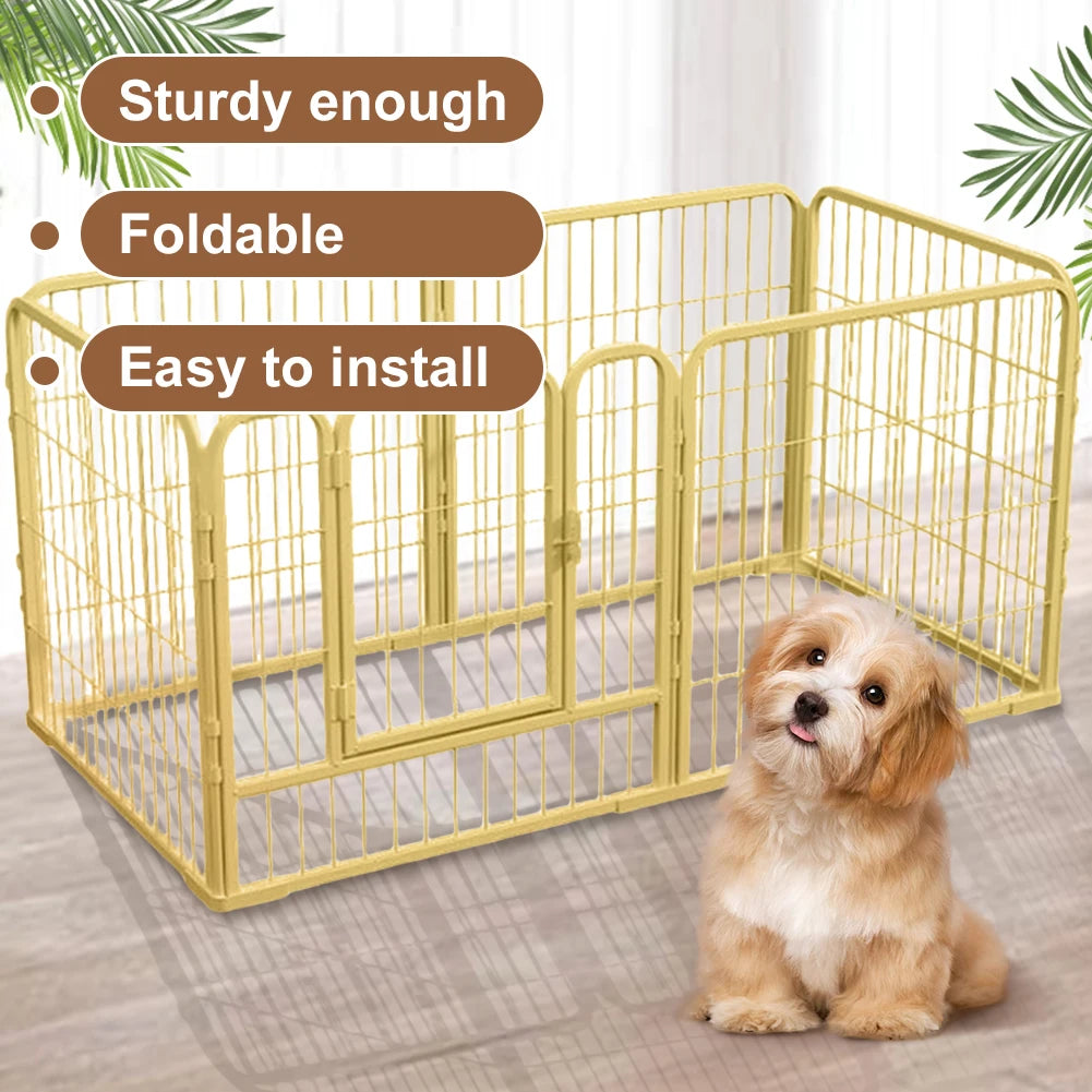 6-Panel Heavy Duty Foldable Pet Exercise Fence — Puppy Kennel Cage & Metal Barrier for Dogs, Cats, Rabbits