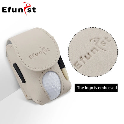 Efunist Golf Small Waist Bag with Magnetic Closure – PU Golf Ball Storage, Includes 3pcs 54mm Tees & Portable Clip Holder for Double Balls
