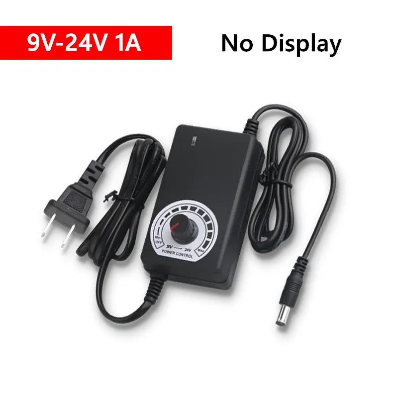 Adjustable AC DC Power Supply Adapter - 3V-36V Universal Voltage Converter with Multiple Jack Plugs for Home Appliances
