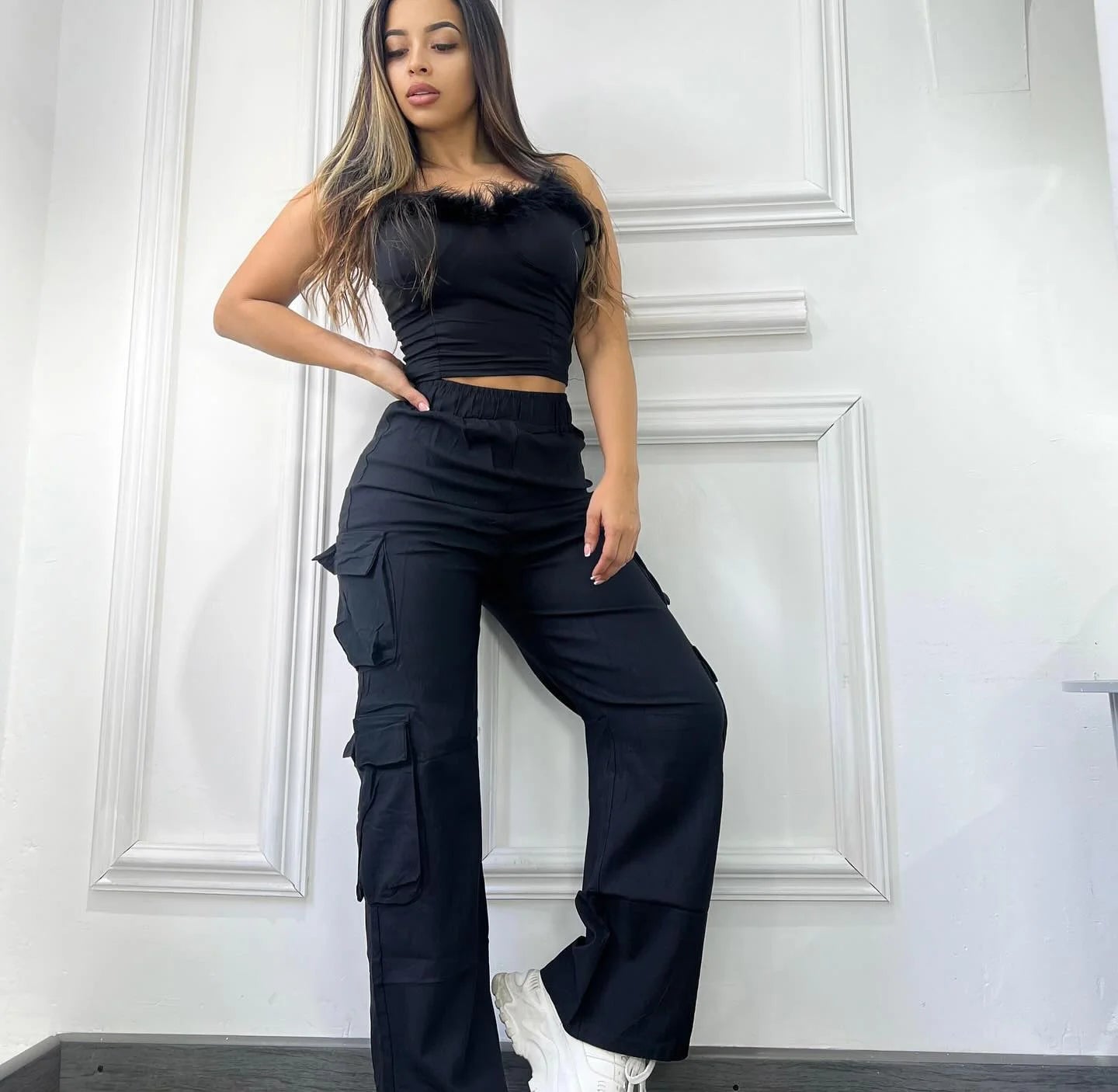 Women’s Straight Cargo Pants – High Waist Baggy Trousers, Wide Leg Y2K Streetwear with Pockets, Casual Vintage Fashion