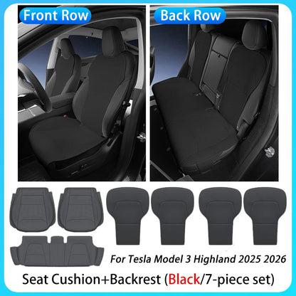 Tesla Model 3 Highland 2025–2026 Premium PU Leather Seat Cover – All-Season Full Set Car Seat Cushion Protector Interior Accessory