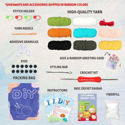 Animal Crochet Kit for Beginners - DIY Starter Set with Step-by-Step Knitting & Craft Supplies