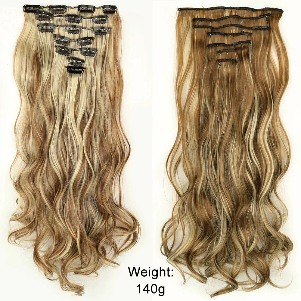 Women’s 7Pcs Hair Extensions with 16 Clips – Natural Black Straight Ombre Hairpiece
