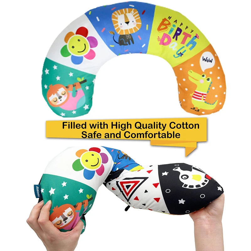 Baby Tummy Time Pillow and High-Contrast Toys - Black and White Montessori Sensory Toys for Newborns and Infants Ages 0–18 Months