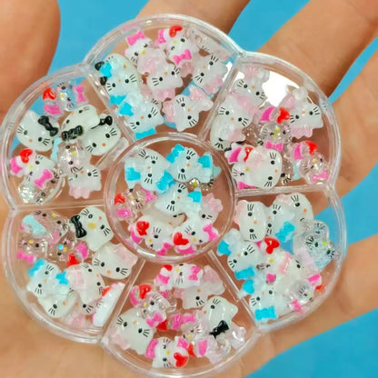 120PCS Sanrio Nail Charms Set - Kuromi, Cinnamoroll, and My Melody Resin Decorations for DIY Manicure Nail Art