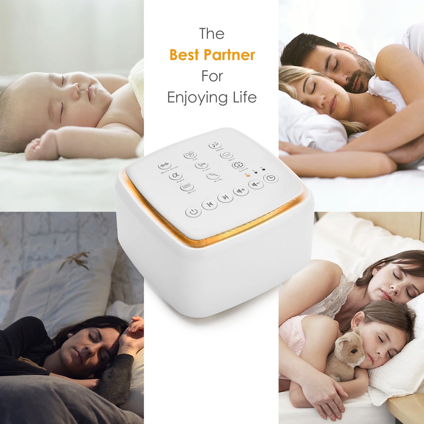 Rechargeable White Noise Machine with Type-C - Timed Sleep Sound Device for Relaxation, Ideal for Babies, Adults, Office, and Travel