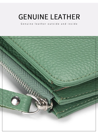Women’s Genuine Leather Slim Wallet — RFID Blocking Bi-Fold with Card Holder & Coin Pocket