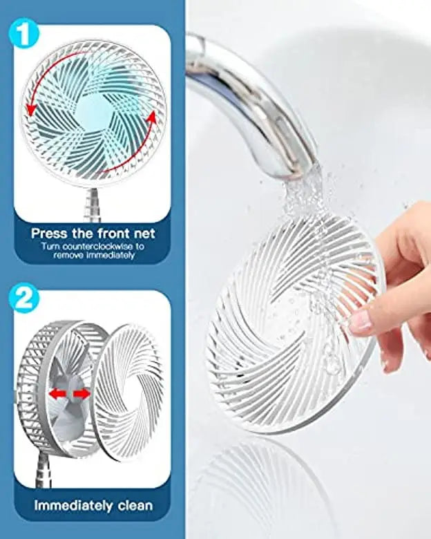 Portable 6-Inch Stand Fan | Folding Telescopic Floor/USB | Rechargeable Battery | 3 Speeds, Super Quiet, Adjustable Height