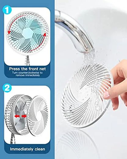 Portable 6-Inch Stand Fan | Folding Telescopic Floor/USB | Rechargeable Battery | 3 Speeds, Super Quiet, Adjustable Height