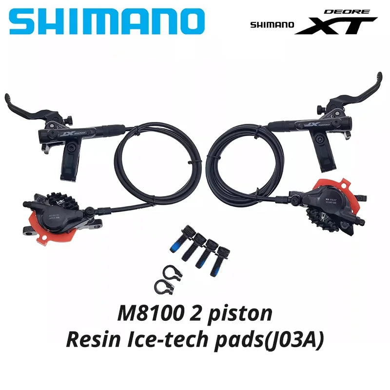 SHIMANO DEORE XT/SLX Hydraulic Disc Brake Set – M6100–M8120 2/4 Piston Original MTB Brakes for Mountain Bikes