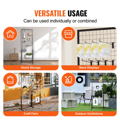 SucceBuy Double-Sided Grid Wall Panels – Wire Display Racks with Hooks for Art, Crafts & Retail Shops