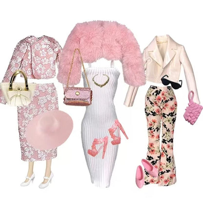 30cm Doll Winter Outfit – Plush Overcoat, Hats, Handbags & Shoes, DIY Fashion Doll Accessories