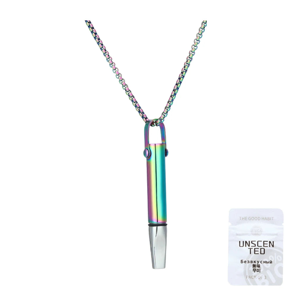 Quit Smoking Meditation Pendant Necklace – Titanium Steel Unisex Anti-Smoking Necklace with Filter Cotton