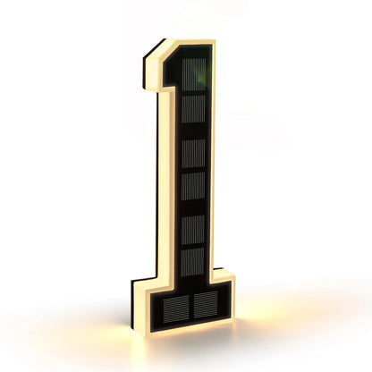 Solar House Number Light - Modern LED Address Sign with Light Sensor for Outdoor Use