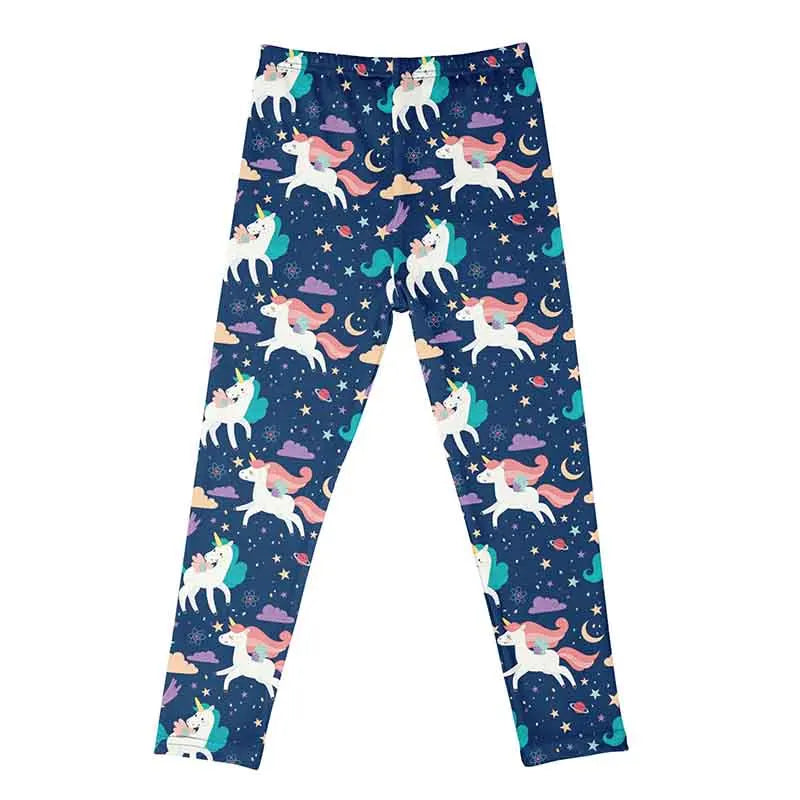 Kids Girls Cartoon Print Leggings – Soft Milk Silk Casual Stretch Sports Pants for Baby Girls Comfortable Trousers 4–12Y