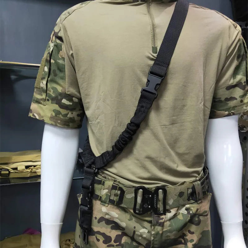 Tactical Single Point Gun Sling: Shot Gun Belt Hunting Accessories with Metal Buckle - Shoulder Strap Rifle Rope Belt