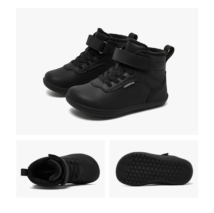 HOBIBEAR Kids Winter Shoes – Wide Toe Box Faux Fur Lined Ankle Sneakers for Boys & Girls