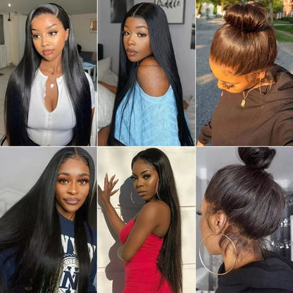 38 Inch 210% Density Bone Straight Lace Front Wig – HD Transparent 13x6 Brazilian Human Hair Wig for Women