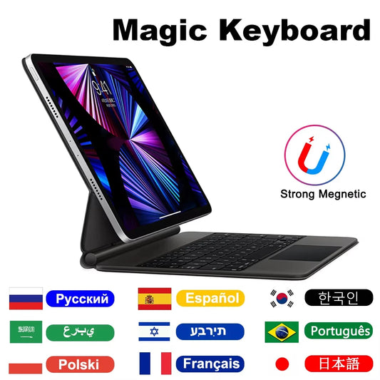 Magic Keyboard Cover for iPad — Magnetic Folio with Backlight for iPad Air 11/13, Pro 11/12.9 & iPad Air 4/5, 10th Gen 10.9-inch
