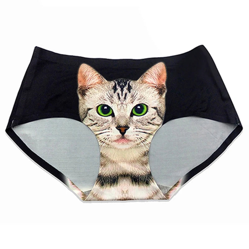 Women's Cat Print Briefs - Cute Meow Star Pattern Casual Underwear