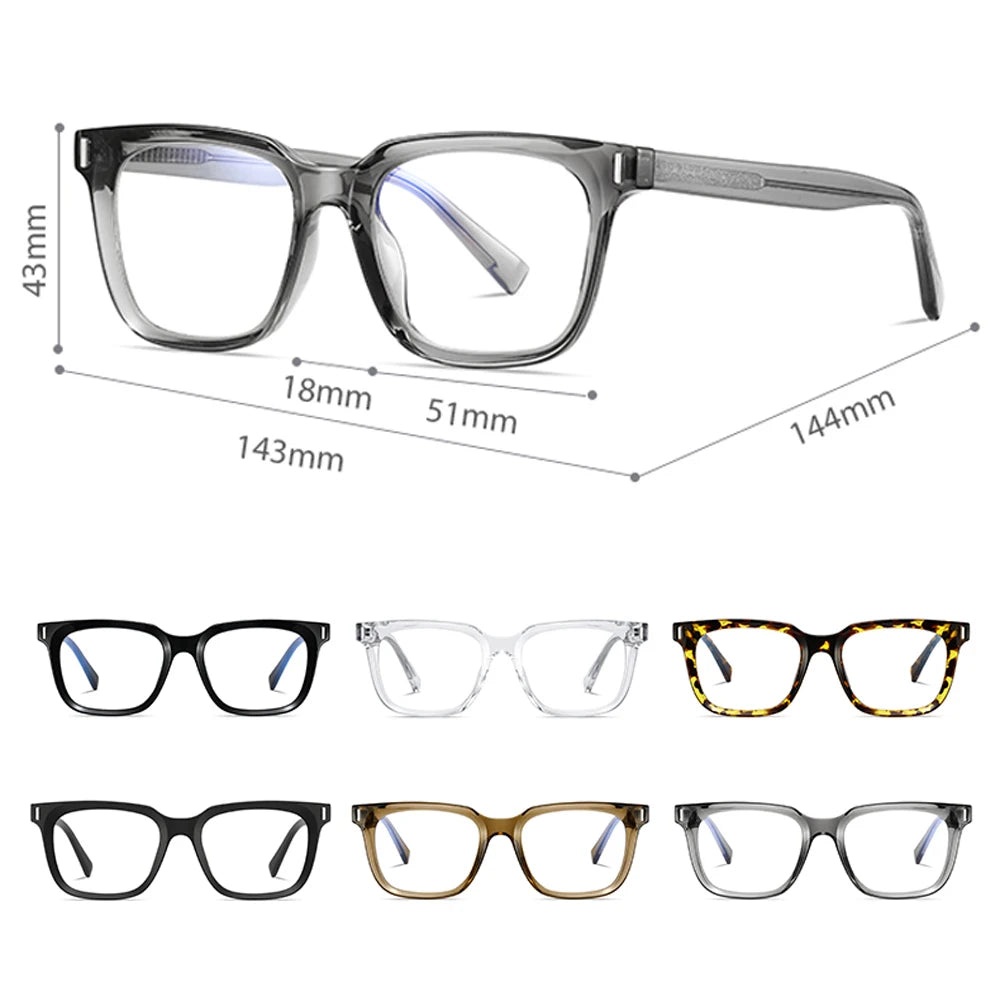 Kachawoo TR90 Anti-Blue Light Glasses – Unisex Square Frame, Transparent Grey, Korean Style Eyewear