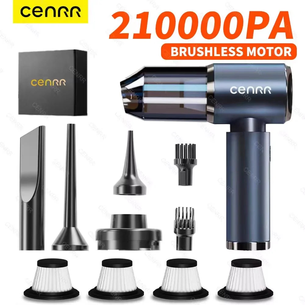 CENRR 210000PA Mini Wireless Car Vacuum Cleaner – Powerful Handheld Portable Cleaning Machine