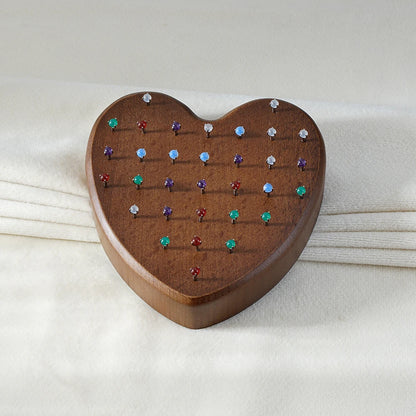 High-Quality Beech Wood Jewelry Display Stand — Push Pin Holder for 16G/14G Threadless Piercing & Body Jewelry