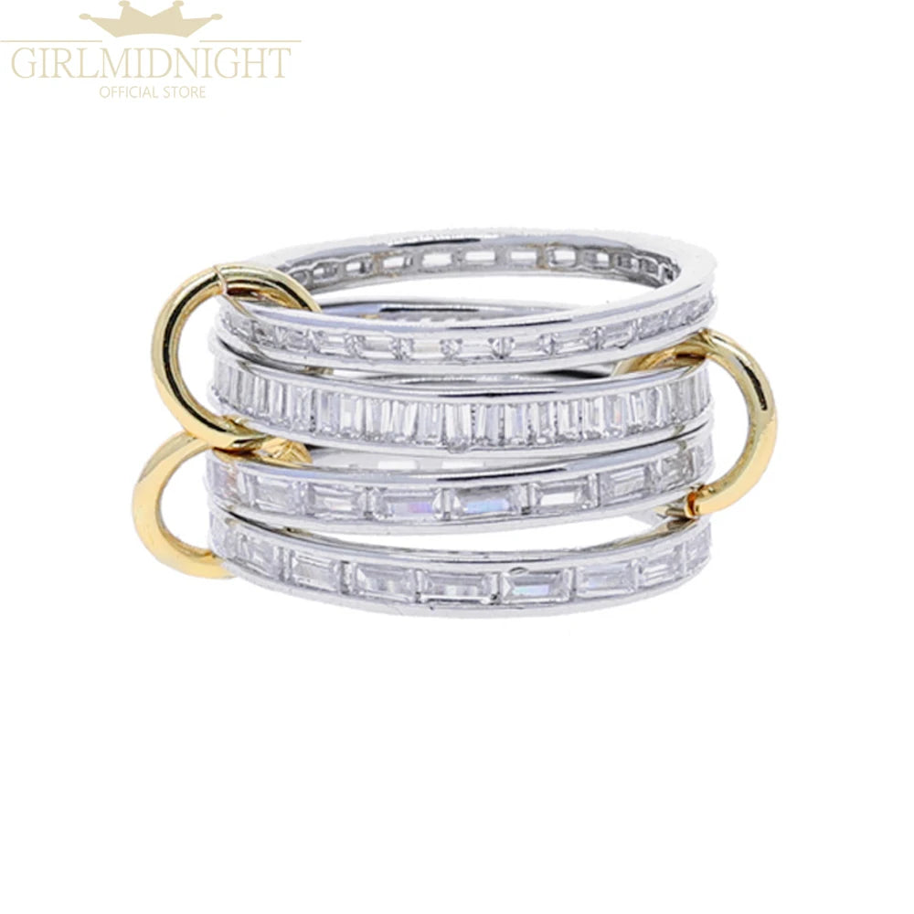 2026 Spinelli Stacking Rings - Iced Out 5A CZ Micro Pave Multi-Piece Engagement Finger Jewelry Set for Women