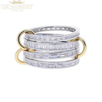 2026 Spinelli Stacking Rings - Iced Out 5A CZ Micro Pave Multi-Piece Engagement Finger Jewelry Set for Women