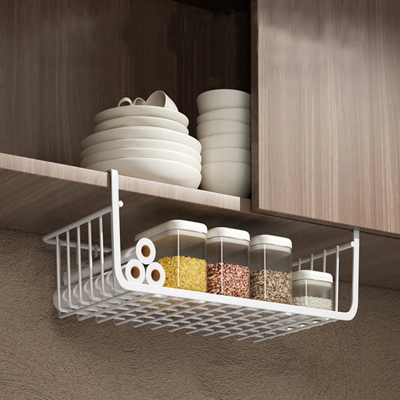 Metal Hanging Kitchen Storage Rack | Multifunctional Layered Book Organizer for Dormitories and Offices