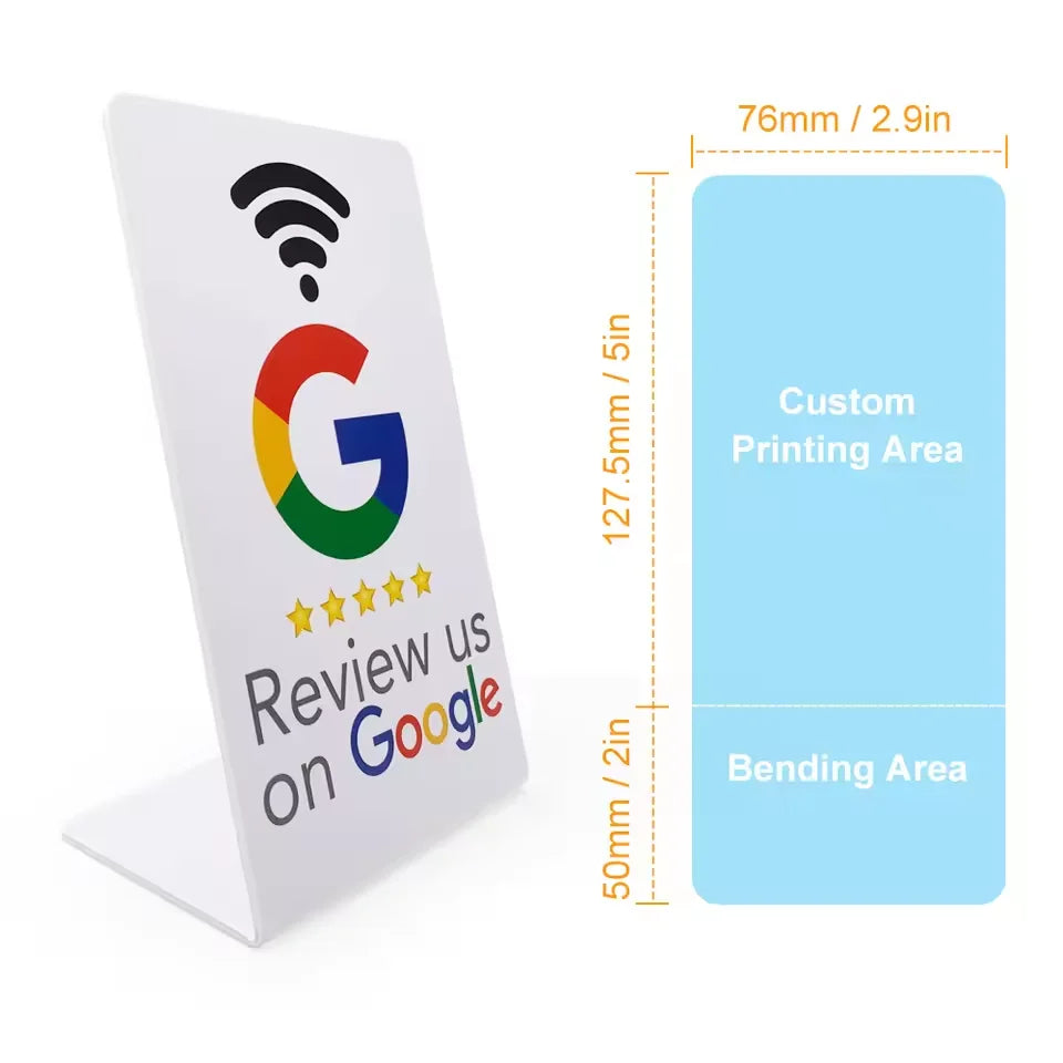 Programmable NFC Google Review Card - 13.56MHz Standing Display for Business Reviews