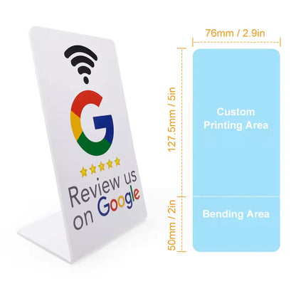 Programmable NFC Google Review Card - 13.56MHz Standing Display for Business Reviews