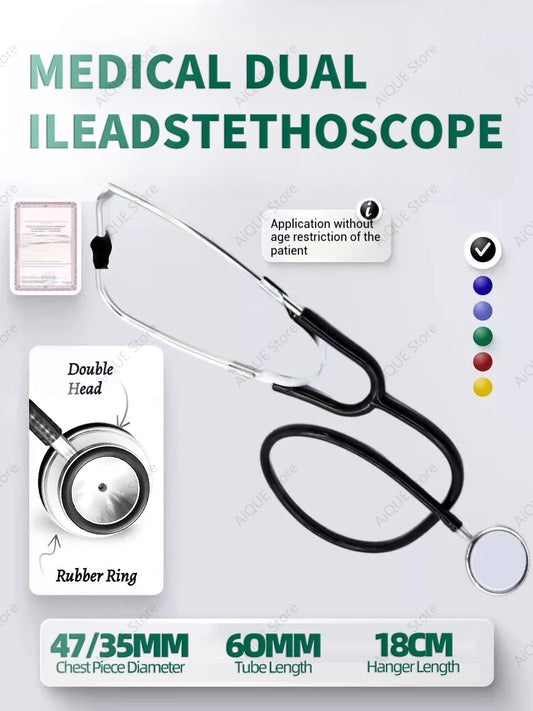 AiQUE Double Chest Piece Stethoscope — Professional Cardiology Medical Device for Doctors and Medical Students