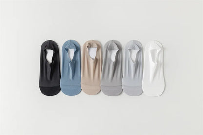 Men’s Ice Silk Mesh Socks – Hollow Breathable Summer No-Show Slippers, Silicone Non-Slip Low-Cut Boat Socks