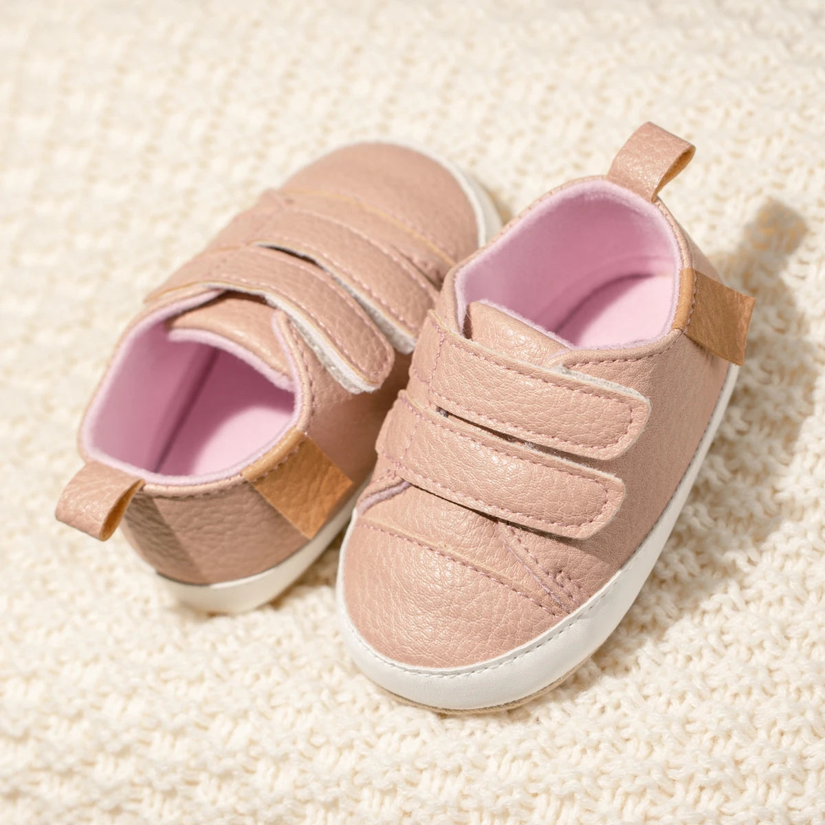 Classic Baby Casual Sneakers – Vintage PU Leather, Soft Rubber Sole, Slip-Resistant Infant Shoes in 4 Colors
