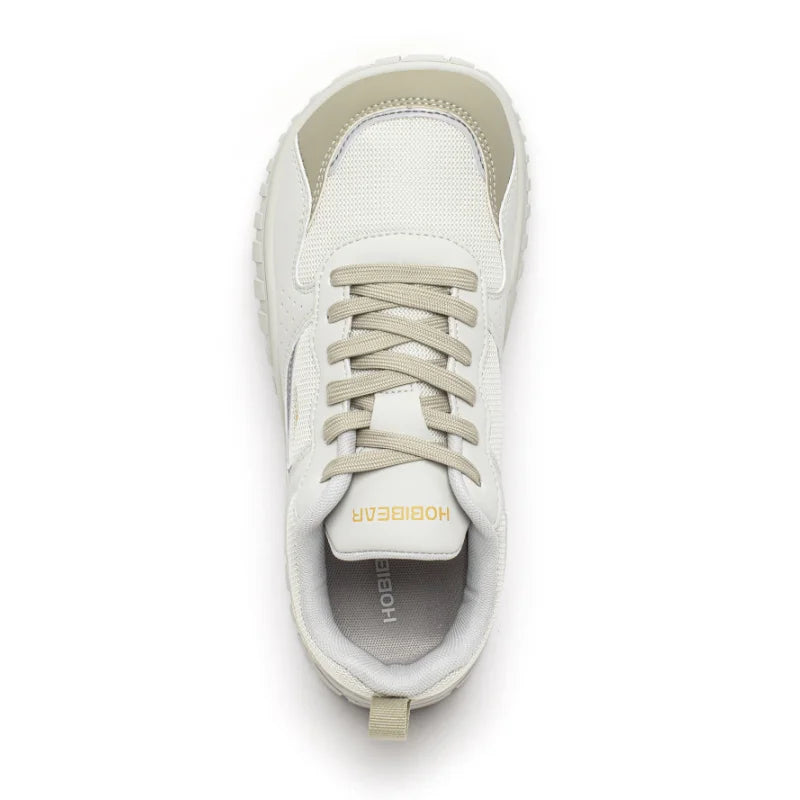HOBIBEAR Unisex Wide Toe Sneakers — Comfortable Lace-Up Walking Shoes, Breathable Outdoor Travel Sneakers