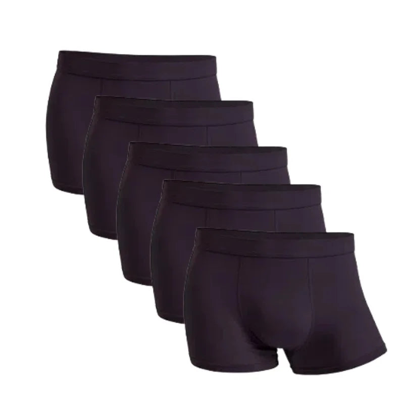 5-Pack Bamboo Men’s Boxers Underwear Plus Size XL–6XL, Breathable Gym Shorts Style Soft Black Underpants Gift Set