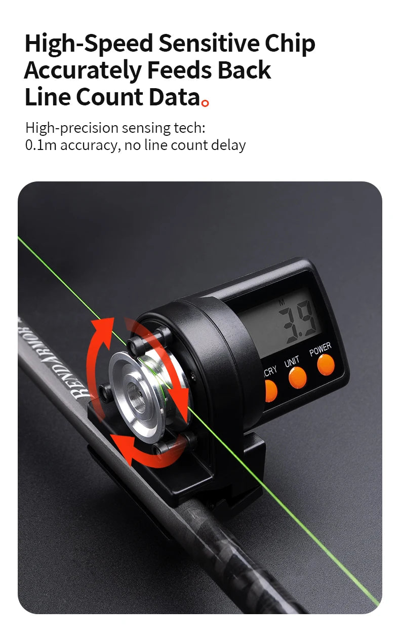 CHILENT 999.9M Digital Fishing Line Counter – ABS Night Display, Fishing Accessories (Battery Not Included)