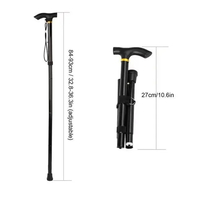 Outdoor Mountaineering Trekking Poles — 5-Section Telescopic Aluminum Alloy Folding Cane for Hiking & Climbing